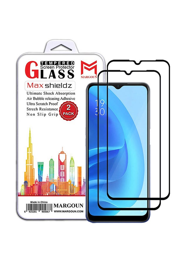مارجون 2 Pack For Oppo A55s Screen Protector Tempered Glass Full Glue Back Black Side - Image 1
