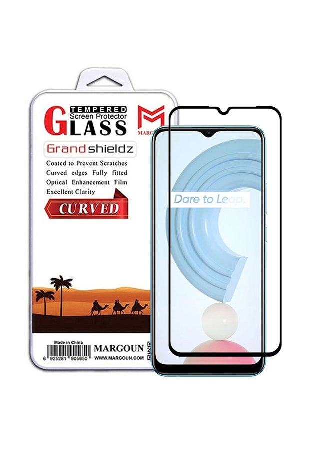 MARGOUN Realme C21Y Screen Protector Tempered Glass Full Glue Back Black Side - Image 1