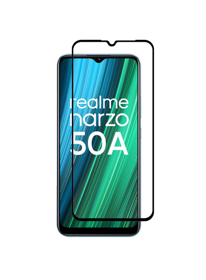 MARGOUN Realme Narzo 50A Screen Protector Tempered Glass Full Glue Back Black Side - Image 2