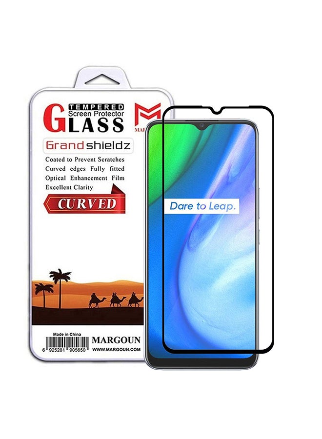 MARGOUN Realme V3 Screen Protector Tempered Glass Full Glue Back Side Black - Image 1