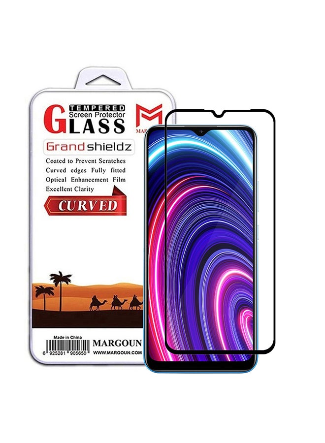 MARGOUN Realme C25Y Screen Protector Tempered Glass Full Glue Back Black Side - Image 1