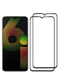 مارجون 2 Pack For Realme 6i Screen Protector Tempered Glass Full Glue Back Black Side  - Image 3