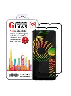 مارجون 2 Pack For Realme 6i Screen Protector Tempered Glass Full Glue Back Black Side  - Image 1