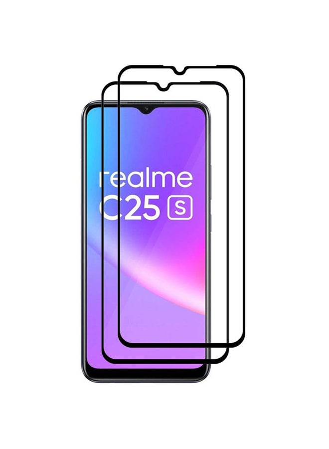 مارجون 2 Pack For Realme C25s Screen Protector Tempered Glass Full Glue Back Black Side - Image 2