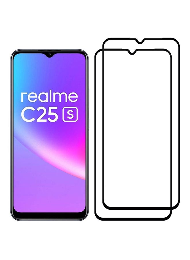 مارجون 2 Pack For Realme C25s Screen Protector Tempered Glass Full Glue Back Black Side - Image 3