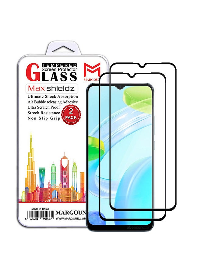 MARGOUN 2 Pack For Realme C30 Screen Protector Tempered Glass Full Glue Back Black Side - Image 1