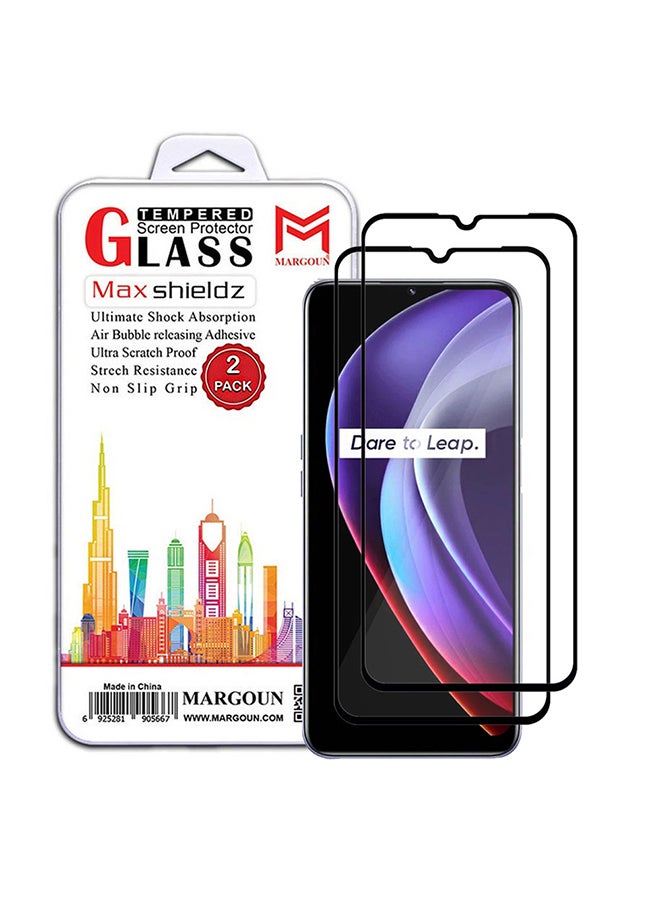 MARGOUN 2 Pack For Realme V11s 5G Screen Protector Tempered Glass Full Glue Back Black Side - Image 1