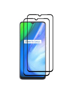مارجون 2 Pack For Realme V3 Screen Protector Tempered Glass Full Glue Back Black Side  - Image 2