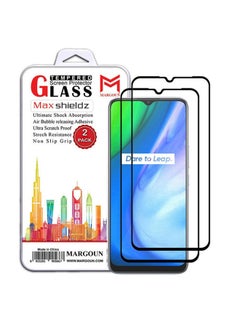مارجون 2 Pack For Realme V3 Screen Protector Tempered Glass Full Glue Back Black Side  - Image 1
