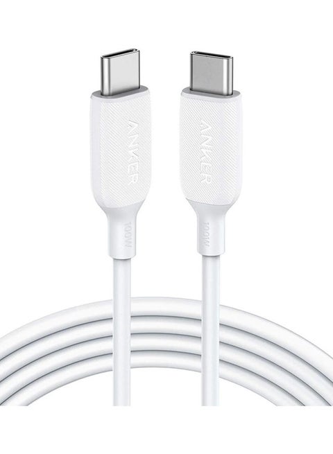 USB-C To USB-C Cable 100W, 1.8 Meters, For Devices With USB-C Port, PowerLine III White