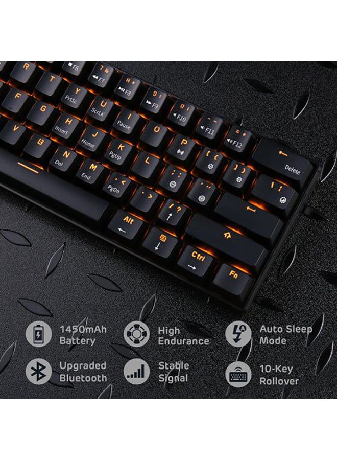 Royal Kludge Rk61 Tri-Mode Rgb 61 Keys Hot Swappable Black Mechanical Keyboard - Red Switch