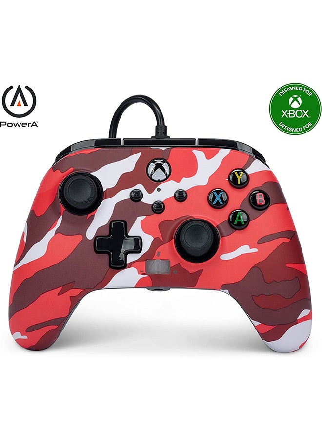 باور أيه - وحدة تحكم سلكية محسنة PowerA لأجهزة Xbox Series X|S - مموهة باللون الأحمر - Image 1
