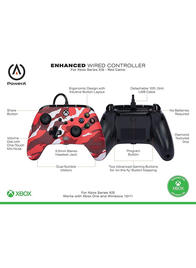 باور أيه - وحدة تحكم سلكية محسنة PowerA لأجهزة Xbox Series X|S - مموهة باللون الأحمر - Image 1
