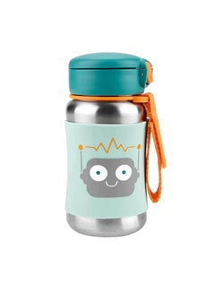 Skip Hop Toddler Sippy Cup With Straw, Sparks Stainless Steel Straw Bottle, Robot  - Image 1