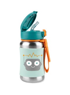 Skip Hop Toddler Sippy Cup With Straw, Sparks Stainless Steel Straw Bottle, Robot  - Image 2