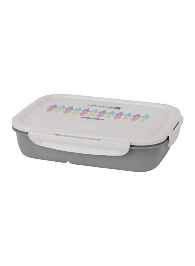 Royalford - Airtight Lunch Box With Spoon Blue With White/Grey With White-Assorted 1.35Liters - Image 1