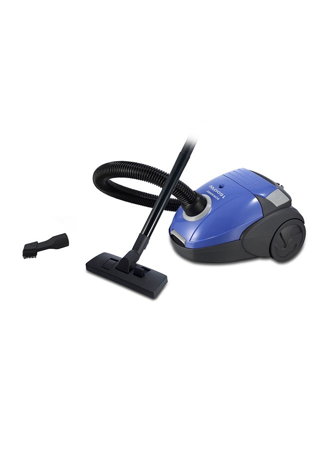 1.5L Canister Vacuum Cleaner | 2PC Plastic Insert Tube with Automatic Rewinding Wire | Lower Noise Design with Washable Cloth Dust Bag | Powerful Performance 1.5 L 1600 W SVC-9024 Black/Blue 