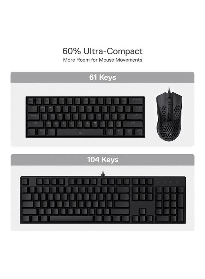 REDRAGON - Dragonborn K630 Wired RGB 60% Mechanical Keyboard, Outemu Red Linear Key Switches, Hot-Swappable, Detachable Type-C Cable, Anti-Ghosting Keys, Black - Image 1