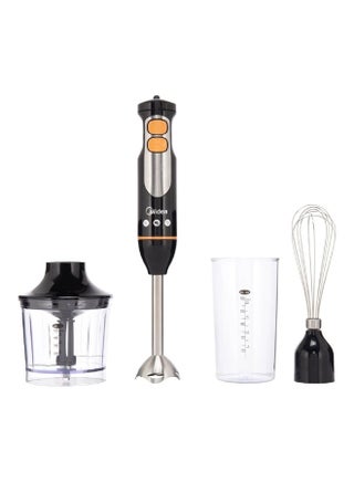 4-In-1 Multifunctional Hand Blender Chopper And Whisk, With Stainless Steel Blade, 600W Powerful DC Motor, Low Noise, Variable Speed For Soups-Smoothie-Chopping, Turbo Speed MJBH6001W Black - v1691044541/N53425470A_1
