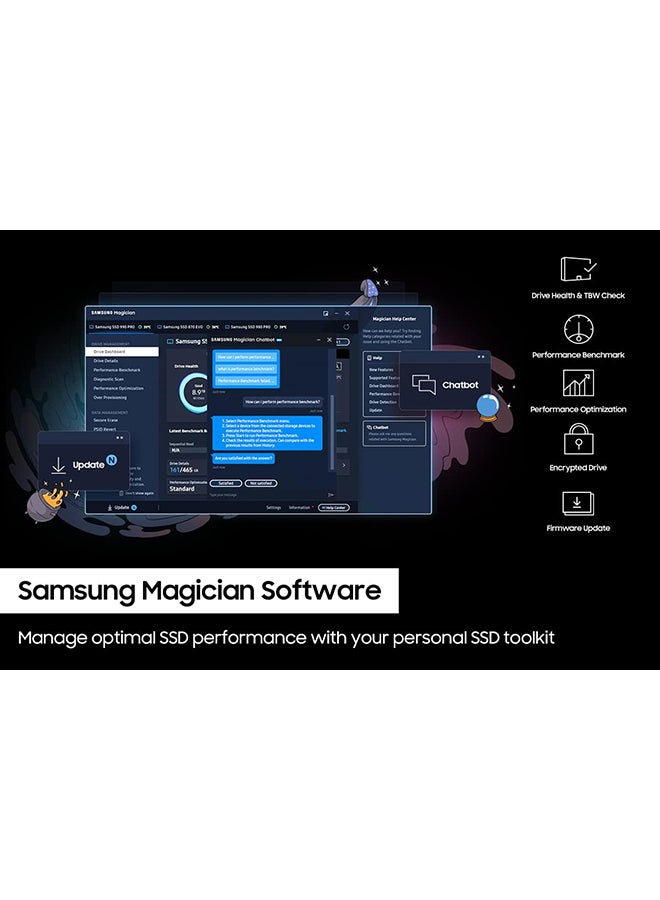 سامسونج - سلسلة 990 PRO-PCIe Gen4. X4 NVMe 2.0c - M.2 SSD داخلي (MZ-V9P2T0B/AM) - Image 1