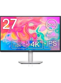 S2722QC 27 Inch 4K UHD (3840x2160) Monitor, 60Hz, IPS, 4ms, AMD FreeSync, 99% sRGB, HDR, Built-in Speakers, USB-C, 2x HDMI, 2x USB, 3 Year Warranty ‎Silver