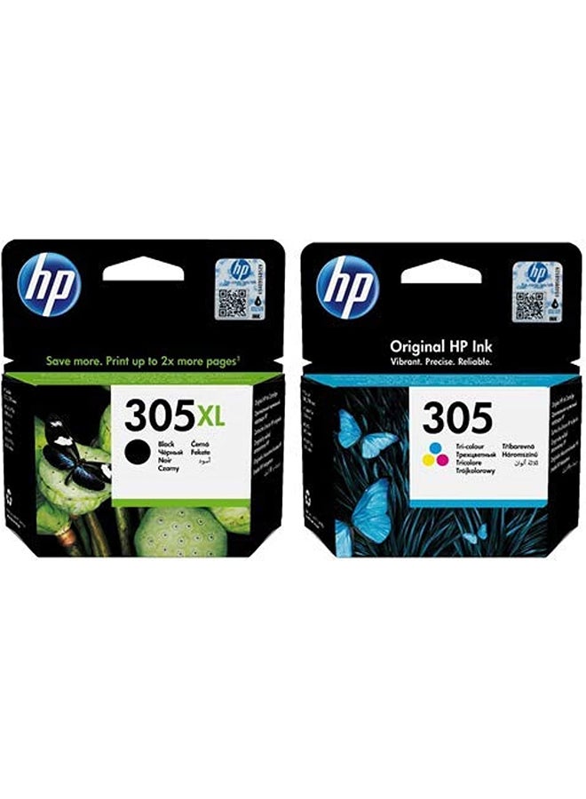 HP Original 305XL High Capacity (3YM62AE) & 305 Standard Capacity Colour (3YM60AE) Ink Cartridge Multipack Black/Cyan/Magenta/Yellow 