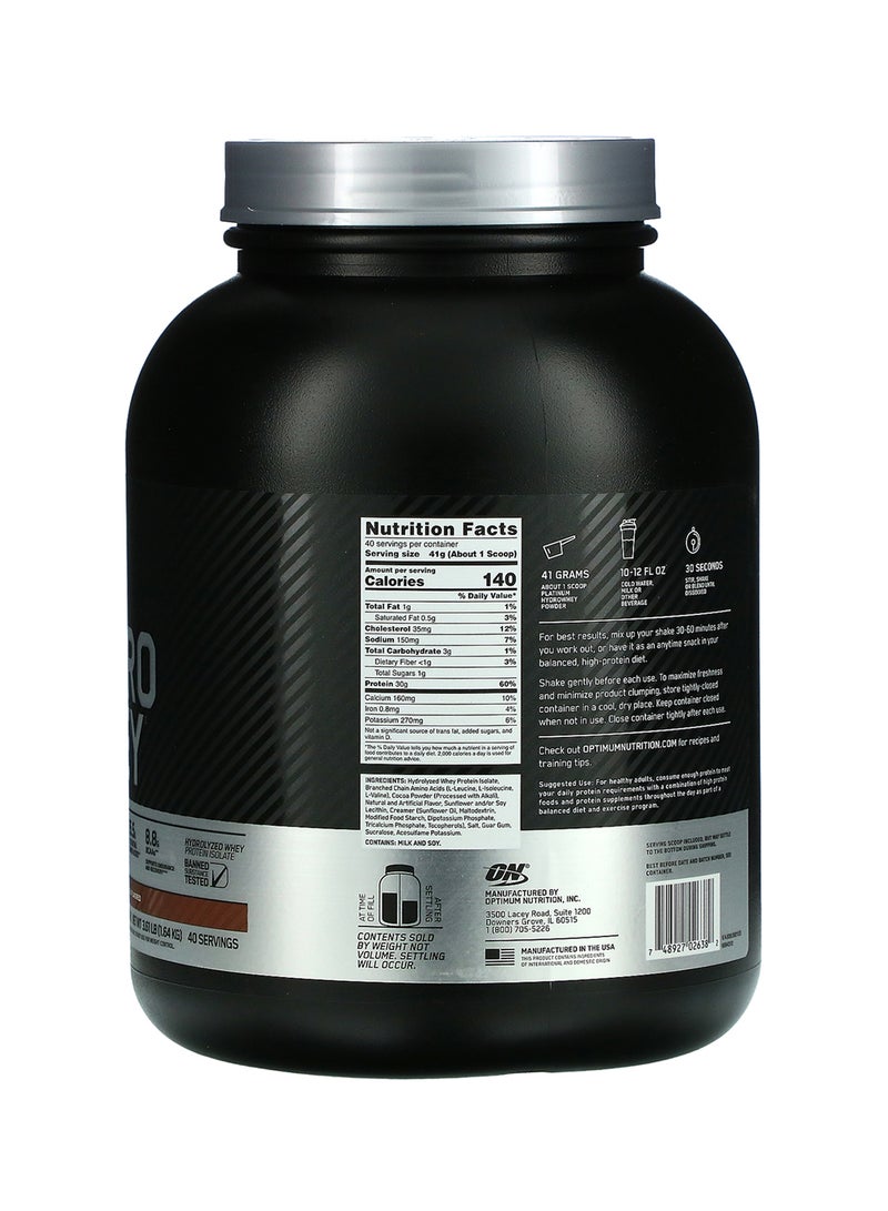 Optimum Nutrition - Platinum Hydro Whey Protein Powder, Hydrolyzed Whey Protein Isolate Powder - Turbo Chocolate, 3.61 Lbs - Image 1