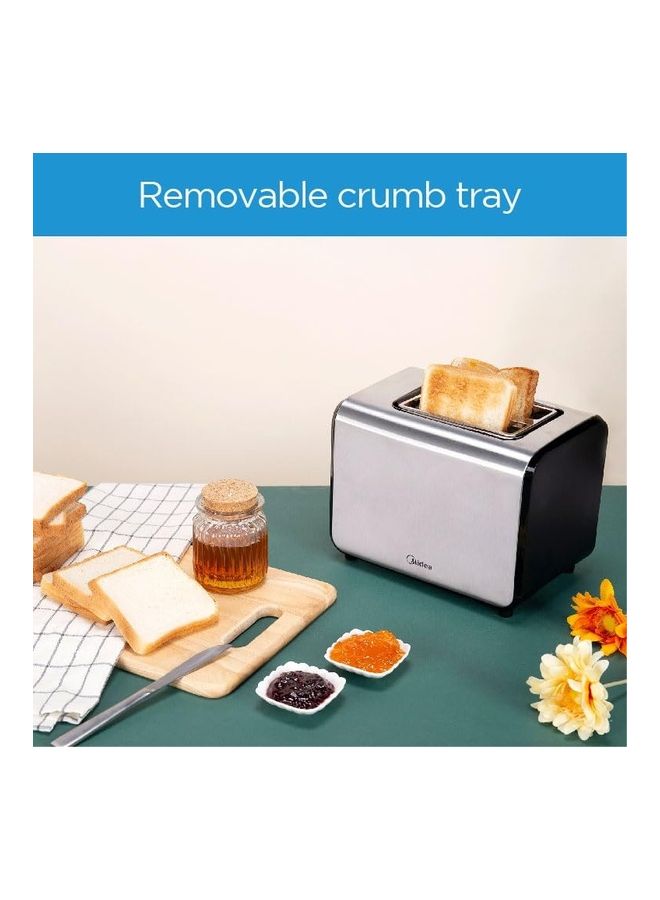 Midea - Toaster 2 Slots, With Adjustable Browning Control, Removable Crumb Tray, Automatic Pop Up, Defrost, Warm, Cancel, Auto Power Cut Off Function, 7 Level Settings 950 W MTRW2L20W Sliver - Image 1