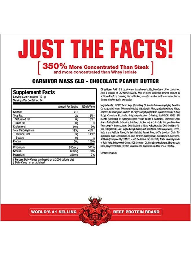MUSCLEMEDS Carnivor Mass Gainer Beef Protein, Chocolate Peanut Butter - 5.9lbs  - Image 2