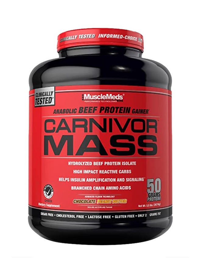 MUSCLEMEDS Carnivor Mass Gainer Beef Protein, Chocolate Peanut Butter - 5.9lbs  - Image 1