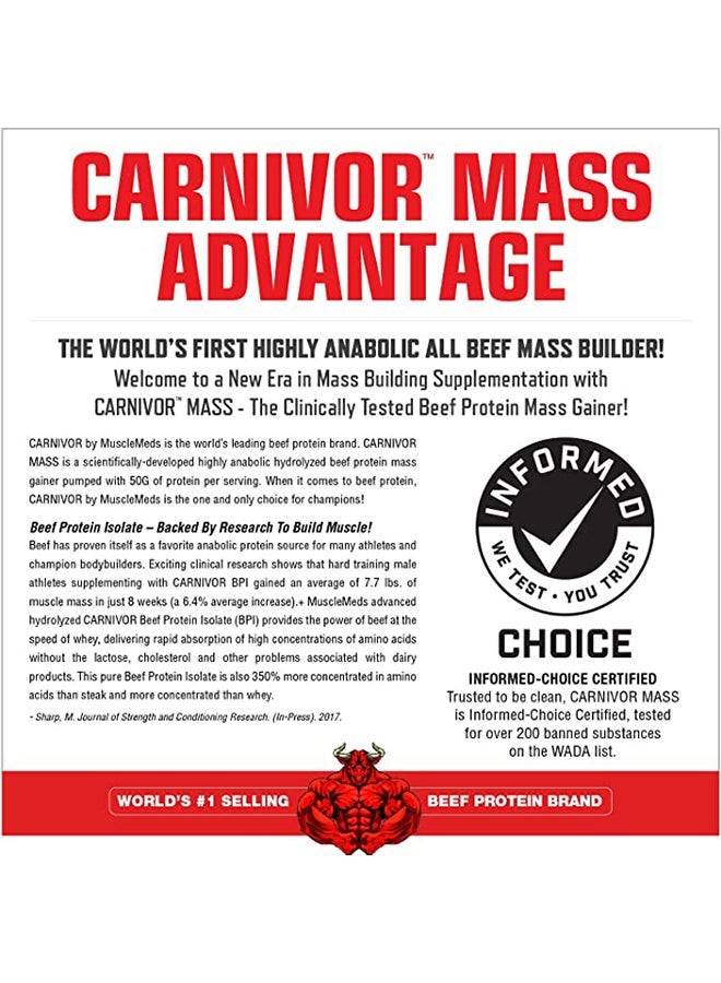 MUSCLEMEDS Carnivor Mass Gainer Beef Protein, Chocolate Peanut Butter - 5.9lbs  - Image 3