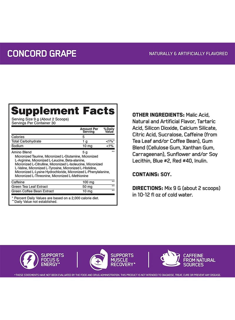 Optimum Nutrition - Essential Amin.O. Energy - Concord Grape - 30 Servings - 270 grams - Image 1