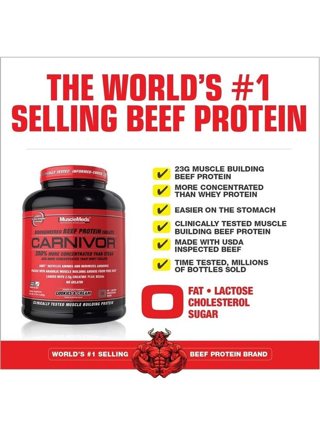 Carnivor Beef Protein Isolate Powder, Cookies & Cream, 56 Servings, 1680 Gram, 3.7 Pound