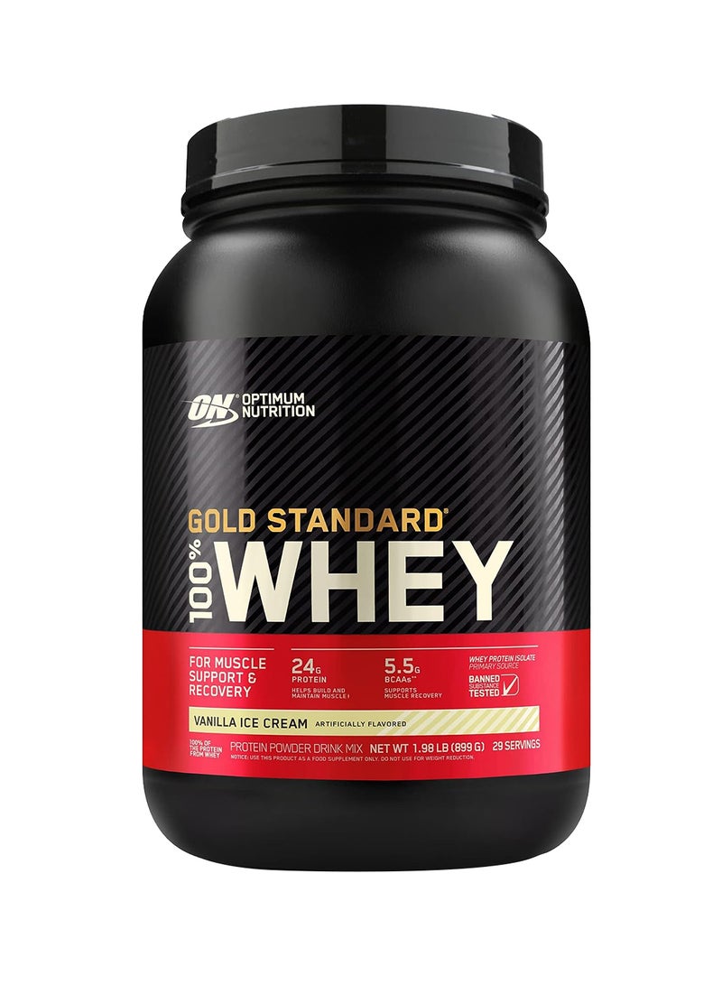 Optimum Nutrition - Gold Standard 100% Whey Protein Powder 2 lbs (Vanilla Ice Cream) - Image 1