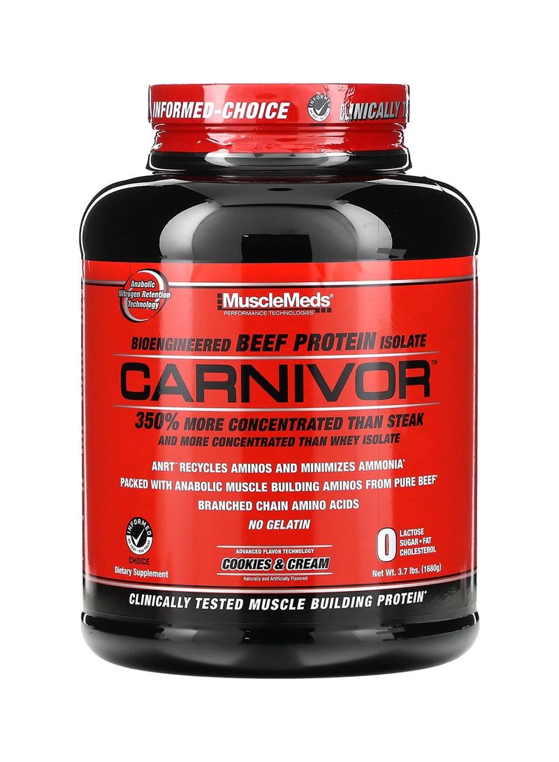 MUSCLEMEDS Carnivor Beef Protein Isolate Powder, Cookies & Cream, 56 Servings, 1680 Gram, 3.7 Pound  - Image 1