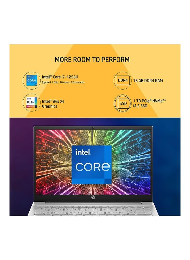 HP - Pavilion 14 14-dv2015TU Laptop With 14-Inch Display, Core i7 1255U Processor/16GB RAM/1TB SSD/Intel Iris XE Graphics/Windows 11 Home English/Arabic Silver - Image 1