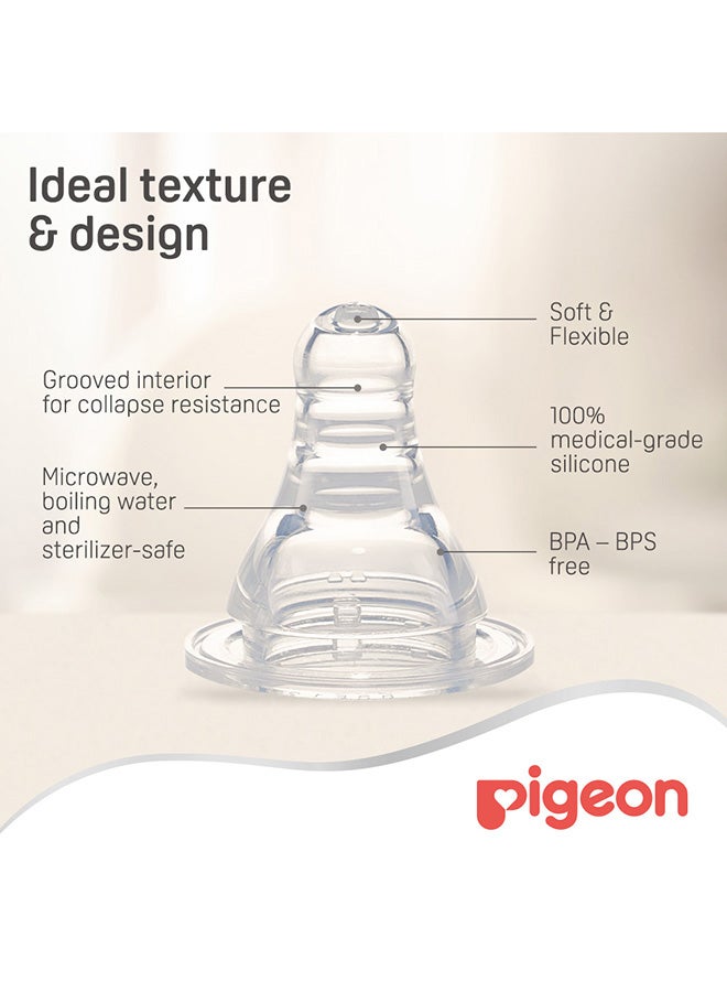 pigeon Peristaltic Slim Neck Silicone Nipple 3 pieces Box - S (0-3 Months)  - Image 4
