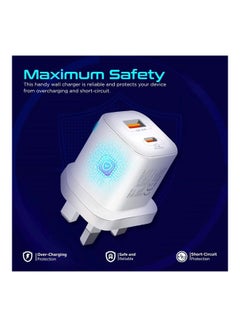 PROMATE iPhone 16 Charger,Compact 25W USB-C Power Delivery AC Charger With 18W QC 3.0 Adaptive Smart Charging And Short-Circuit Protection Galaxy S25, iPad Air - White  - Image 5