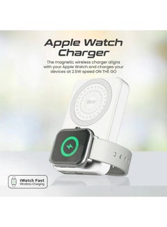 PROMATE 10000.0 mAh SuperCharge MagSafe Compatible And Apple Watch Wireless Charging Power Bank PowerMag Trio White  - Image 3