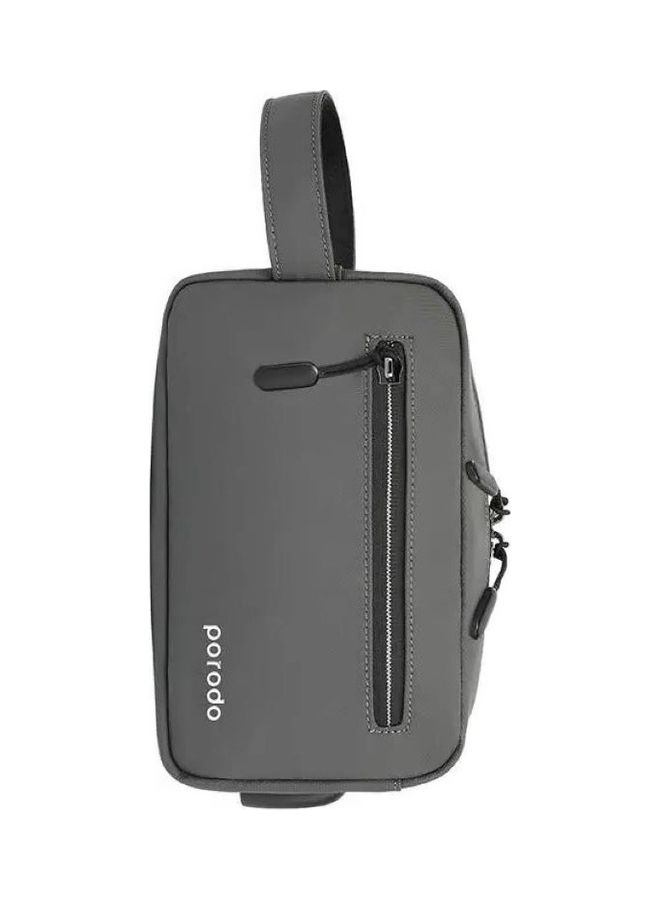 porodo Lifestyle Multi-Compartment Storage Bag 8.2 Inch With 2A USB Charging Suitable For Everyday Use, Smartphones, Keys, Wallets, Cards, Eyeglasses Grey  - Image 1
