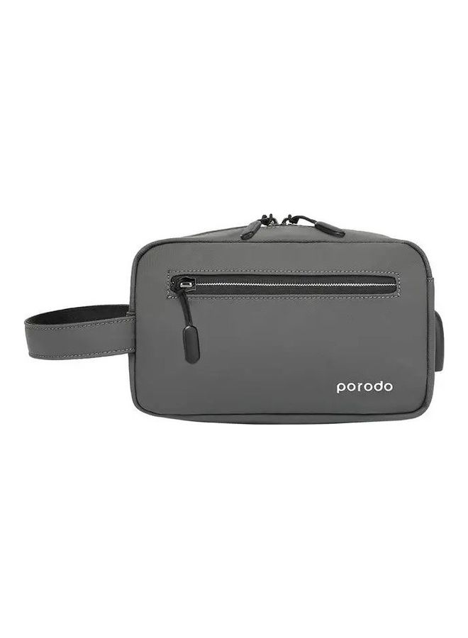 porodo Lifestyle Multi-Compartment Storage Bag 8.2 Inch With 2A USB Charging Suitable For Everyday Use, Smartphones, Keys, Wallets, Cards, Eyeglasses Grey  - Image 2