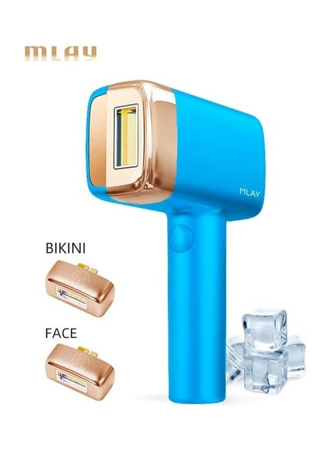 2023 Updated T14 IPL Laser Painless Hair Removal Device With Bikini And Face Lamp 3, Cold Compress, 5-Levels, 500000 Pulses Sky Blue