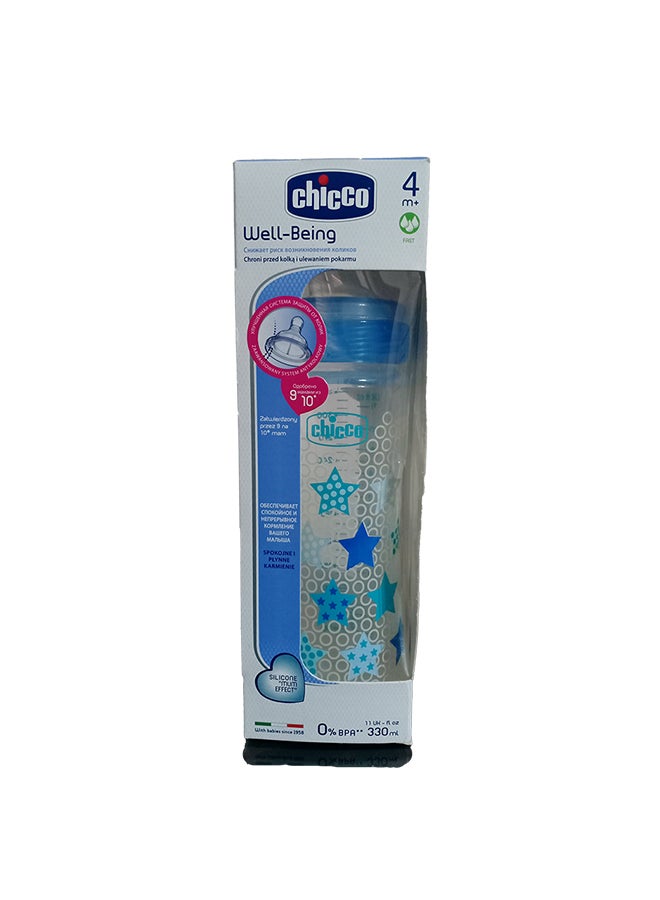 Chicco Well-Being Feeding Bottle With Silicone Teat, 330 ml - Image 1