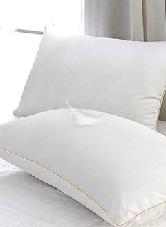 REGAL IN HOUSE Set of 4-Pieces of Hotel Pillows, for Back, Neck, and Shoulder Support Soft Fluffy Golden Line Hotel Pillows Microfiber White / Gold 75x50cm  - Image 2