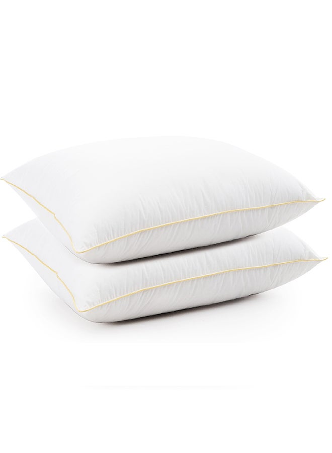benefit Set of 2-Pieces of Hotel Pillows, for Back, Neck, and Shoulder Support Soft Fluffy Golden Line Hotel Pillows Microfiber White 75x50cm - Image 1