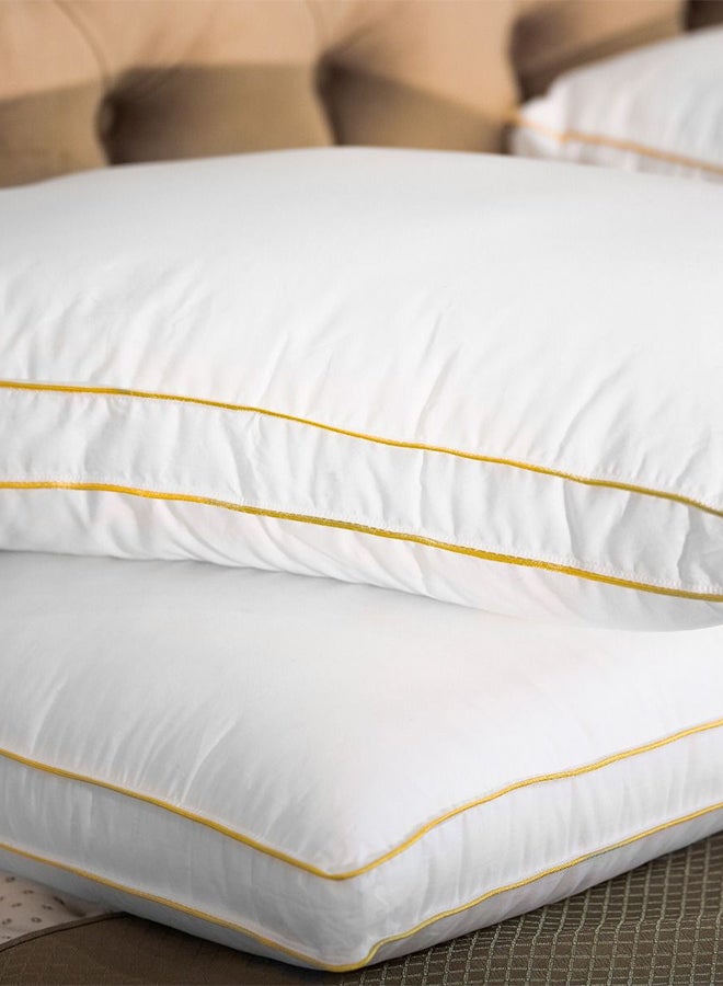 REGAL IN HOUSE - Hotel Pillow, for Back, Neck, and Shoulder Support Soft Fluffy Two Golden Lines Hotel Pillows Microfiber White 75x50cm - Image 1