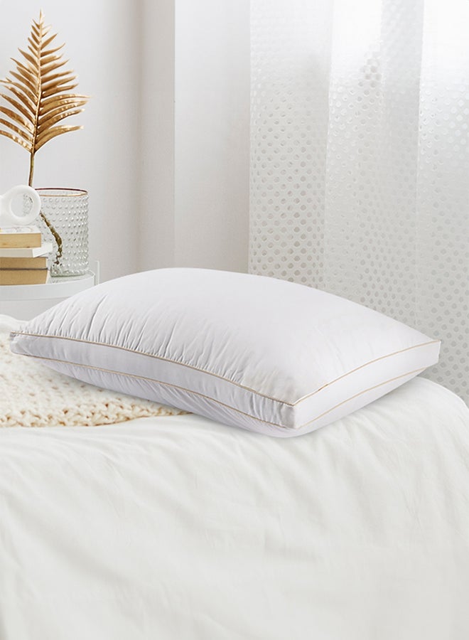 REGAL IN HOUSE Feather Alternative Hotel Pillow, for Back, Neck, and Shoulder Support Soft Fluffy Two Golden Lines Hotel Pillows Microfiber White 90x50cm  - Image 1