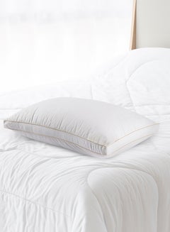 Kunzita Hotel Pillow, for Back, Neck, and Shoulder Support Soft Fluffy Two Golden Lines Hotel Pillows Microfiber White 75x50cm  - Image 1