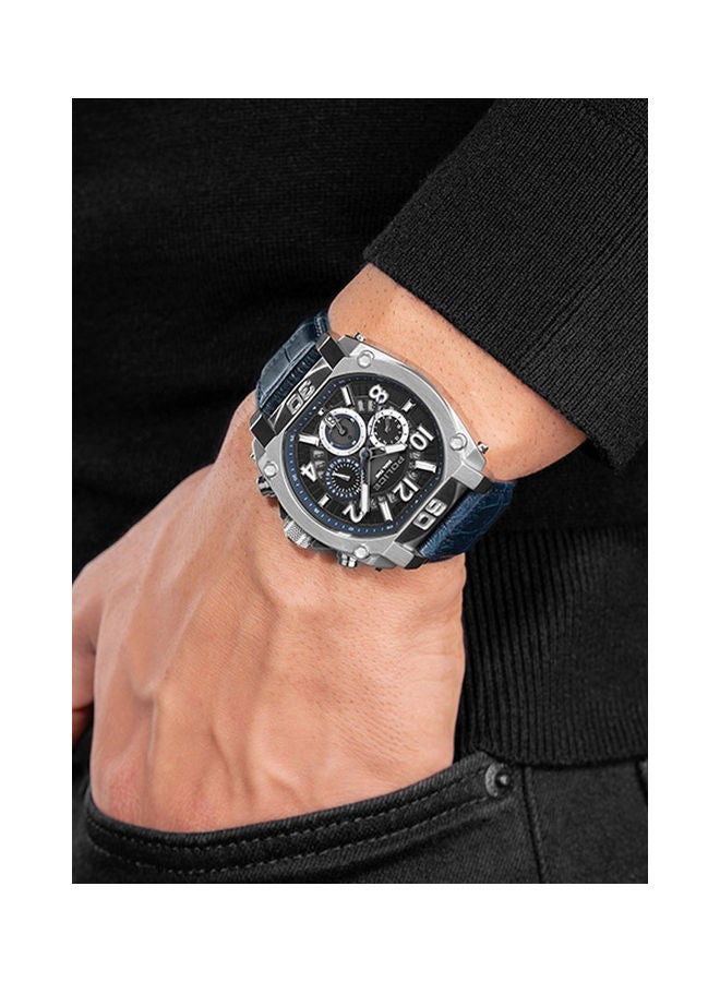 POLICE Men's Chronograph Round Shape Leather Wrist Watch PEWJF0021901 - 45 Mm  - Image 5