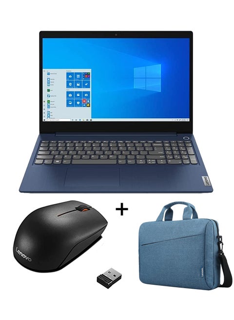 IdeaPad 3 (Upgraded Version) Laptop With 15.6-Inch Display, Core i5-1155G7 Processor/8GB RAM/512GB SSD/Integrated Graphics/Windows 10 With T210 15.6 Inch Toploader (Upgraded Version) Laptop Bag + Wireless Mouse English Abyss Blue